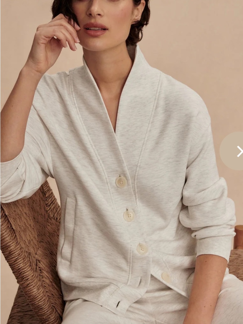 Varley Doublesoft Celeste Button Through Sweat Cardigan